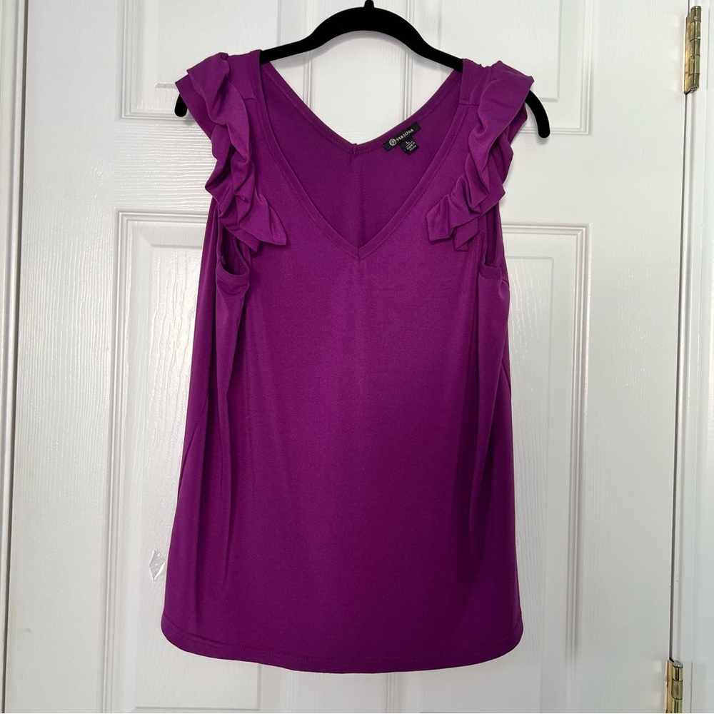 Purple Ruffle Shoulder V-Neck Camisole